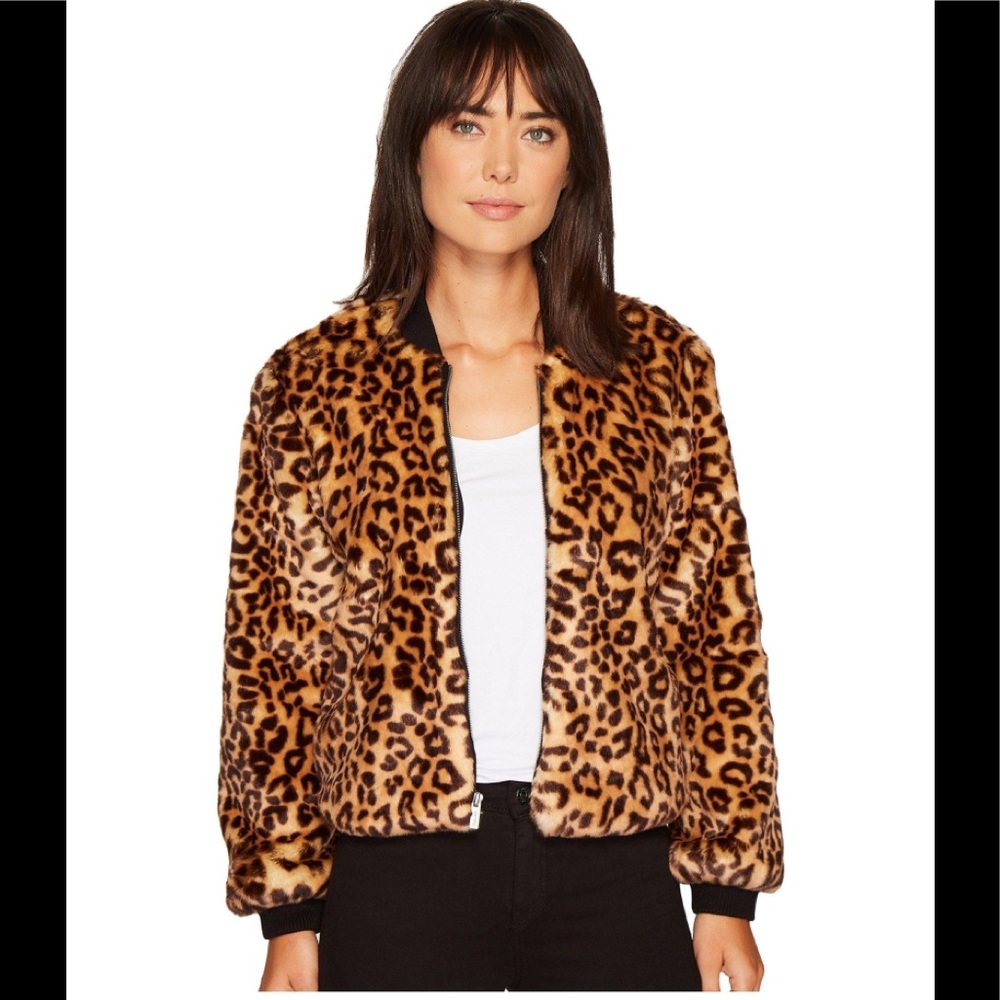 NWT Splendid Leopard Faux Fur Bomber Jacket